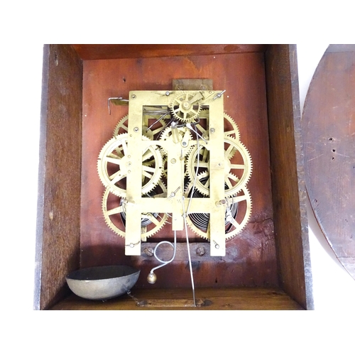 1657 - A 20thC wall clock with inlaid satinwood marquetry inlay to case. The 12