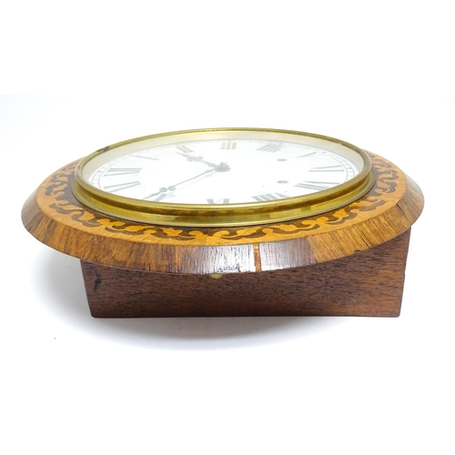 1657 - A 20thC wall clock with inlaid satinwood marquetry inlay to case. The 12