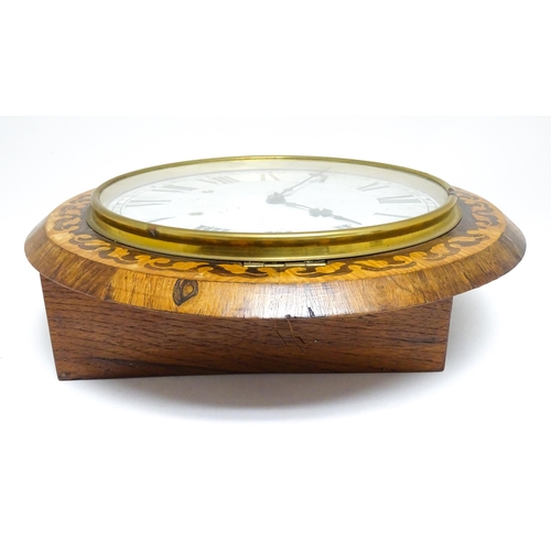 1657 - A 20thC wall clock with inlaid satinwood marquetry inlay to case. The 12