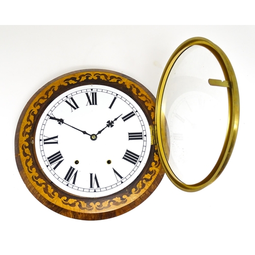 1657 - A 20thC wall clock with inlaid satinwood marquetry inlay to case. The 12