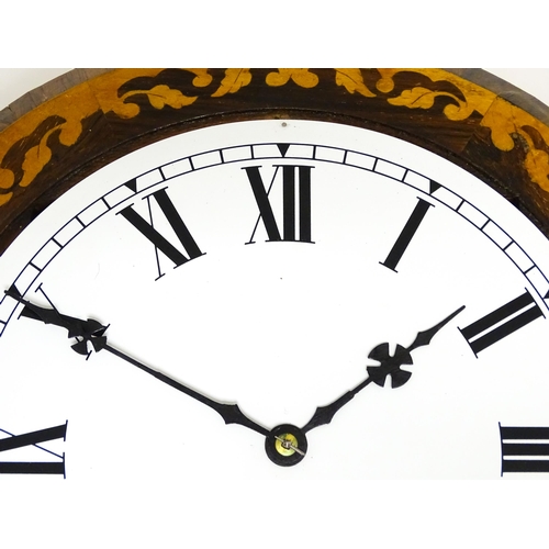 1657 - A 20thC wall clock with inlaid satinwood marquetry inlay to case. The 12