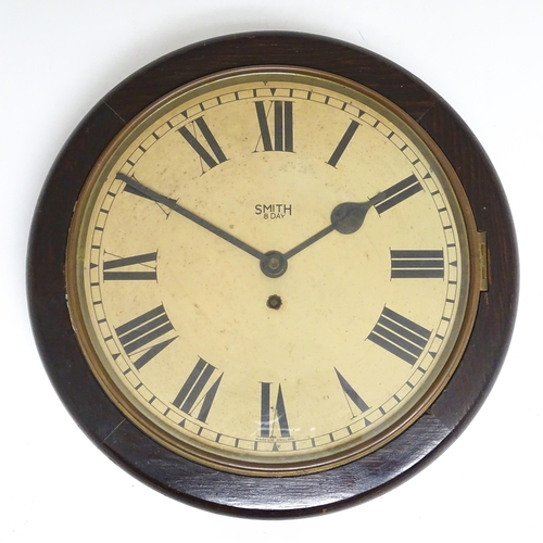 1660 - A Smith 8 day clock wall clock, the 12