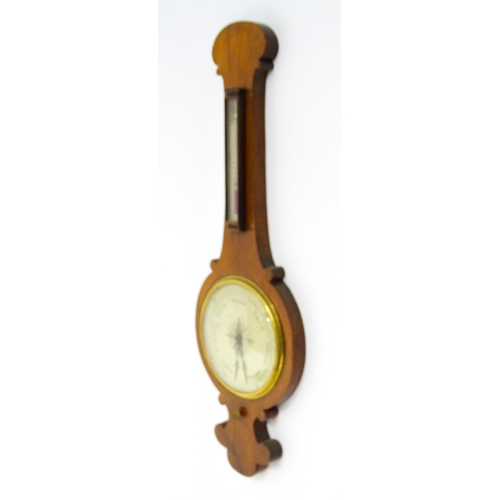 1667 - A mahogany cased  barometer with inlaid satinwood floral and shell detail, the dial signed G Volante... 