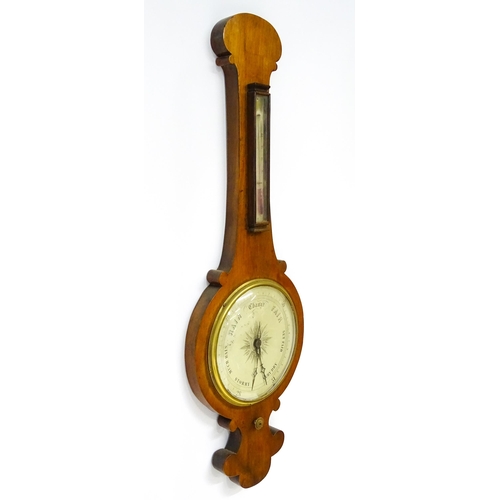 1667 - A mahogany cased  barometer with inlaid satinwood floral and shell detail, the dial signed G Volante... 