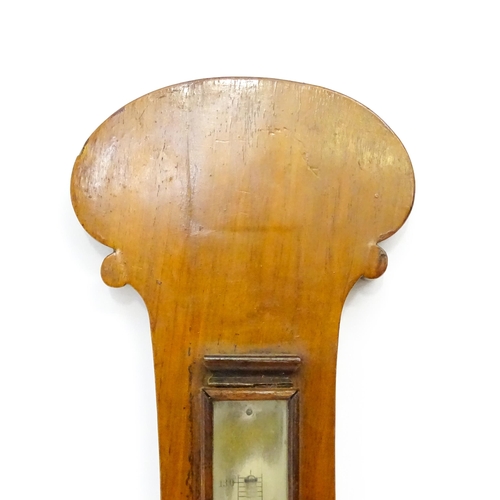 1667 - A mahogany cased  barometer with inlaid satinwood floral and shell detail, the dial signed G Volante... 