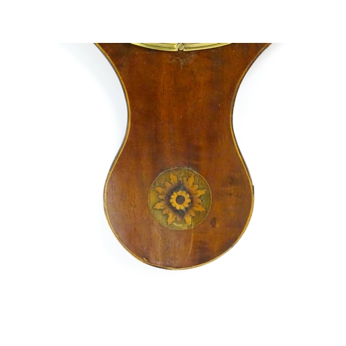 1667 - A mahogany cased  barometer with inlaid satinwood floral and shell detail, the dial signed G Volante... 