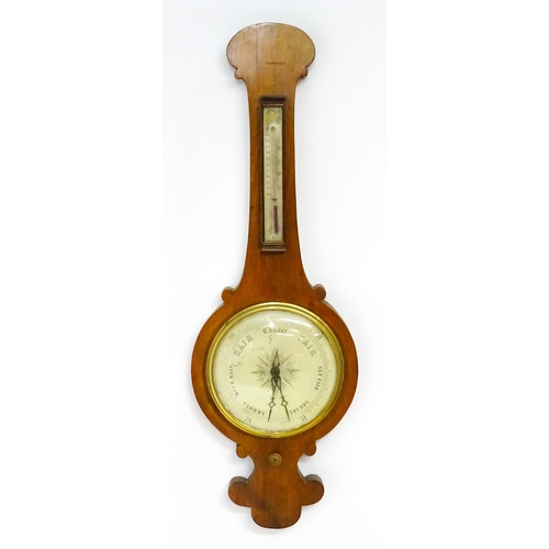 1667 - A mahogany cased  barometer with inlaid satinwood floral and shell detail, the dial signed G Volante... 