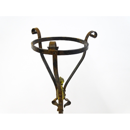 1669 - An Art Nouveau adjustable oil lamp with glass shade. Approx. 72 1/2