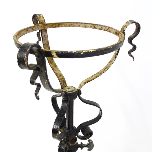 1677 - An Art Nouveau telescopic standard lamp with floral and scroll detail. Approx. 58