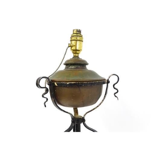 1677 - An Art Nouveau telescopic standard lamp with floral and scroll detail. Approx. 58