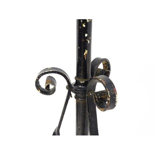 1677 - An Art Nouveau telescopic standard lamp with floral and scroll detail. Approx. 58