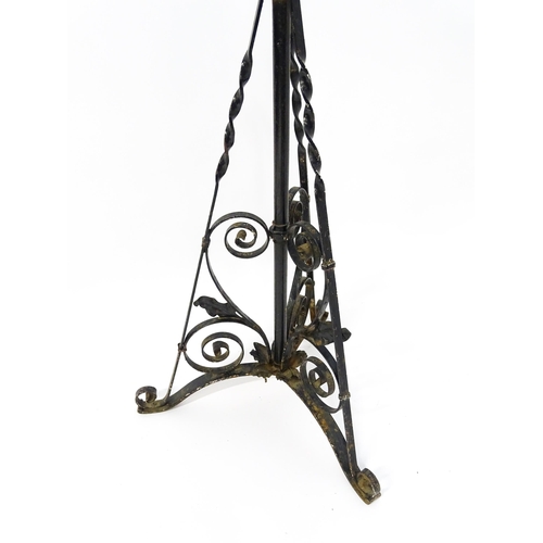 1677 - An Art Nouveau telescopic standard lamp with floral and scroll detail. Approx. 58