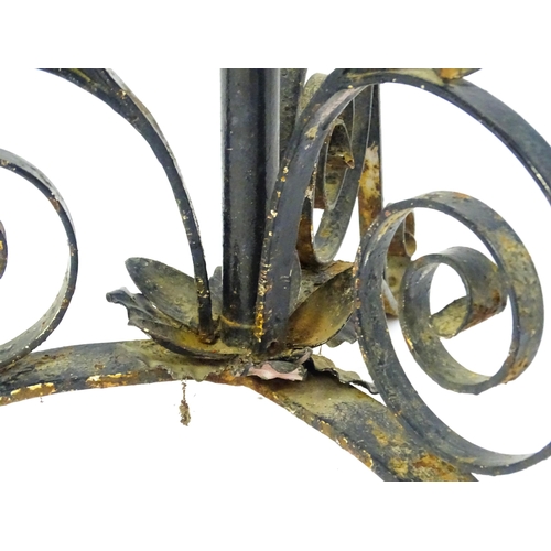 1677 - An Art Nouveau telescopic standard lamp with floral and scroll detail. Approx. 58