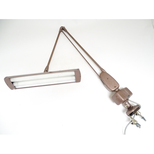 1681 - A vintage industrial bench light, marked RS Florescent Bench Light.