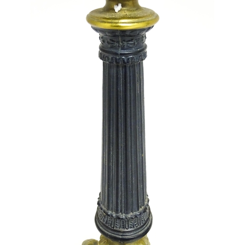 1685 - A pair of late 20thC Neo-Classical style table lamps with fluted columns and acanthus detail, raised... 