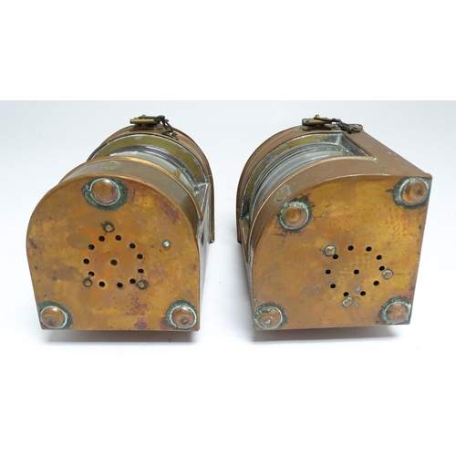 1687 - Nautical / Maritime Interest: Two vintage copper stern and port lights / Navigation lights. Marked w... 