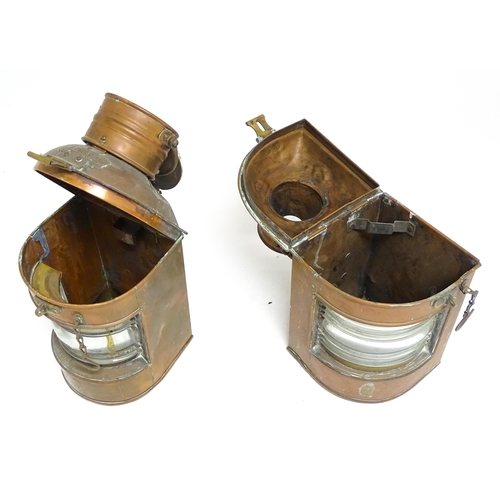 1687 - Nautical / Maritime Interest: Two vintage copper stern and port lights / Navigation lights. Marked w... 