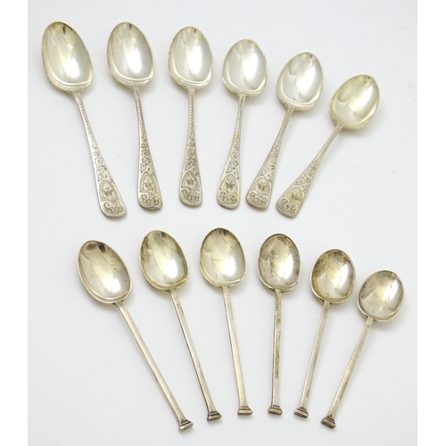 654 - A set of six silver seal top teaspoons hallmarked Sheffield 1924, maker Cooper Brothers & Sons Ltd. ... 