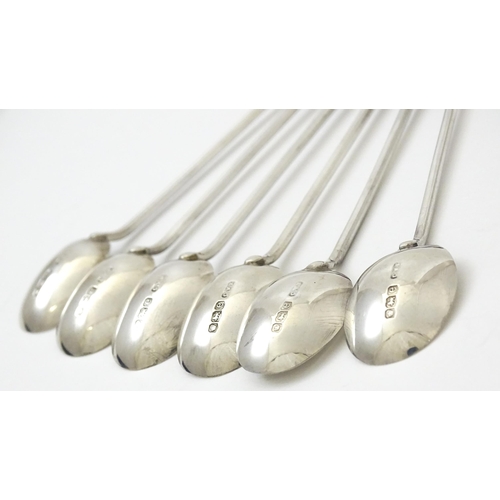 656 - A set of six silver coffee spoons with coffee bean finials, hallmarked Sheffield 1922, maker C. W. F... 