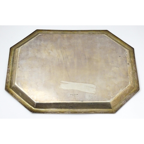 674 - An Art Deco silver tray hallmarked Birmingham 1926, maker Alexander Clark & Co. Ltd. Approx. 12