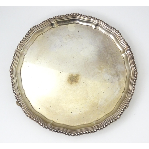 677 - A silver card tray / salver hallmarked London 1961, maker C. J. Vander Ltd. Approx. 8 1/4