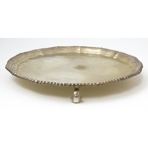 677 - A silver card tray / salver hallmarked London 1961, maker C. J. Vander Ltd. Approx. 8 1/4