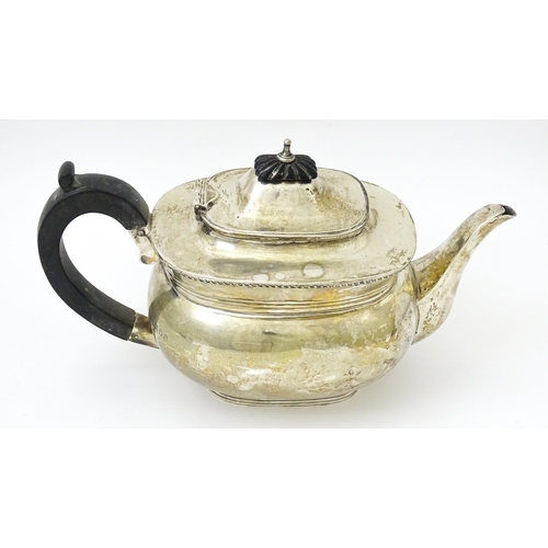 681 - An Art Deco silver teapot hallmarked London 1935, maker Pairpoint Brothers. Approx. 6