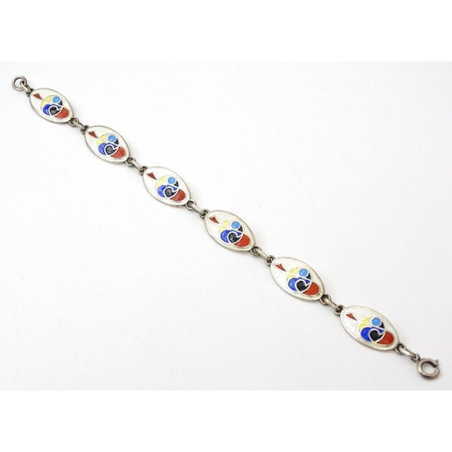 829 - An Irish silver bracelet with enamel decoration, hallmarked Dublin 1989, maker Tara Ware Ltd. Approx... 