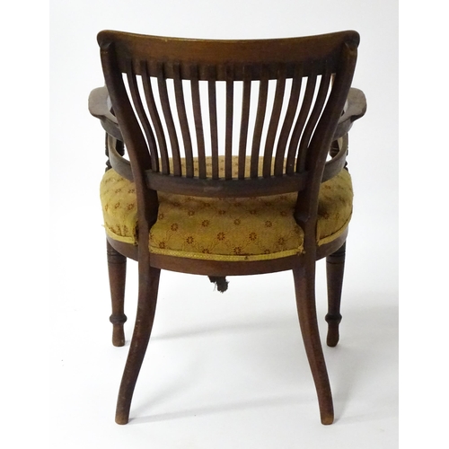 1826 - A late 19thC Armchair designed by E.W Godwin for James Peddle. The chair having a marquetry inlaid b... 