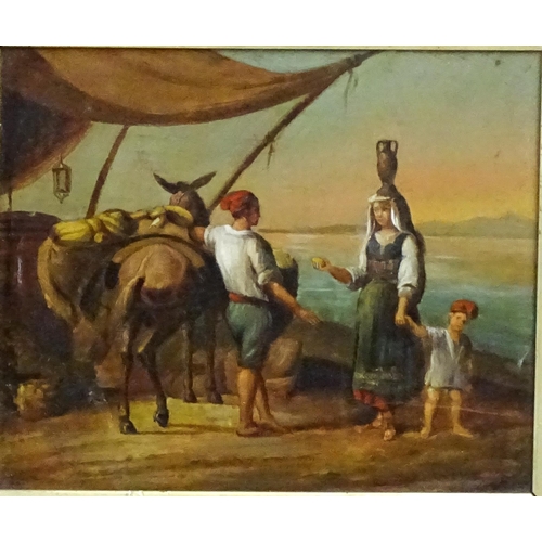 2042 - Late 19th / early 20th century, Italian School, Oil on copper, A Naples coastal scene with a fruit s... 