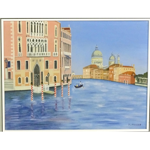 2044 - D. J. Rogers, 20th century, Oil on board, Two Venetian scenes to include San Giorgio Maggiore, Venic... 