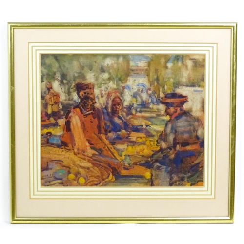 2143 - Alexander Charles Robinson (1867-1952), American School, Watercolour, An African street bazaar / mar... 