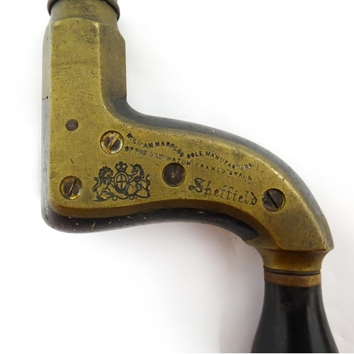 1405 - A Victorian William Marples & Co. brass and ebony Hibernia Works Sheffield Ultimatum Framed Brace / ... 