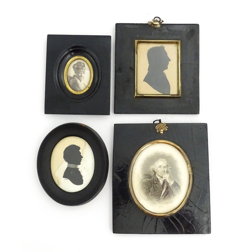 1417 - An early 20thC silhouette portrait depicting a gentleman in profile, and another similar signed Jon ... 