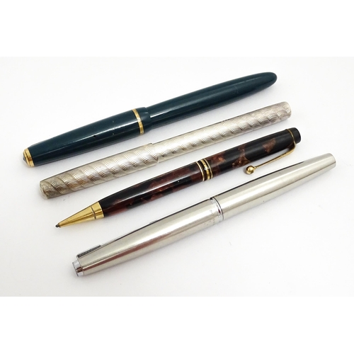 1431 - A silver cased ball point pen, hallmarked London 1976 maker Ramsden & Rowed, together with a Parker ... 