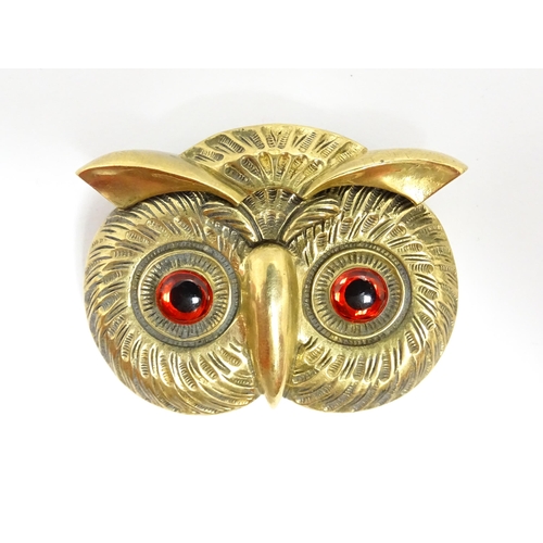 1439 - Two late 20thC novelty vesta cases comprising one modelled as the head of an owl, the other of shape... 