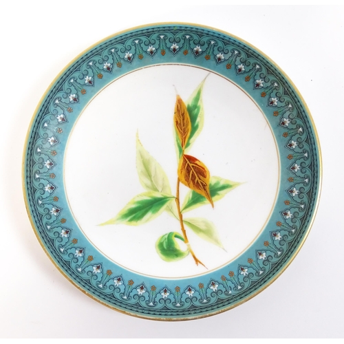 254 - A Royal Worcester part dessert service with hand painted decoration depicting flowers, foliage and b... 