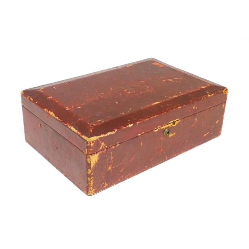 1496 - An early 20thC British government despatch box, the red leather exterior with gold tooled George V c... 