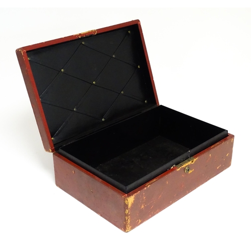 1496 - An early 20thC British government despatch box, the red leather exterior with gold tooled George V c... 