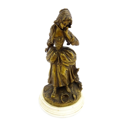 1503 - A late 18thC Continental bronze sculpture modelled as a young lady with a broken vase at her feet. M... 