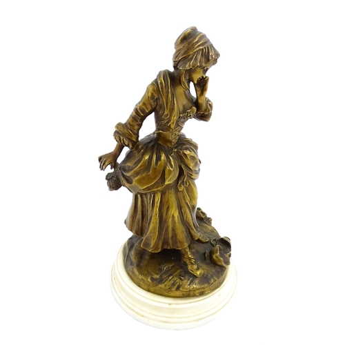 1503 - A late 18thC Continental bronze sculpture modelled as a young lady with a broken vase at her feet. M... 