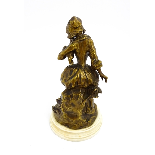 1503 - A late 18thC Continental bronze sculpture modelled as a young lady with a broken vase at her feet. M... 