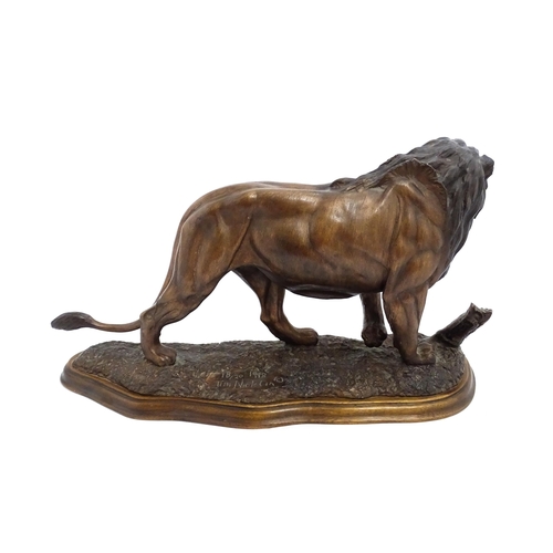 1515 - A 20thC limited edition Tim Nicklin sculpture depicting a prowling lion. Signed, numbered 18 / 20 an... 