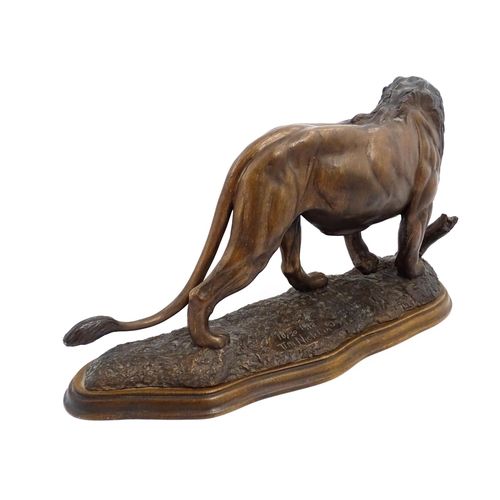 1515 - A 20thC limited edition Tim Nicklin sculpture depicting a prowling lion. Signed, numbered 18 / 20 an... 