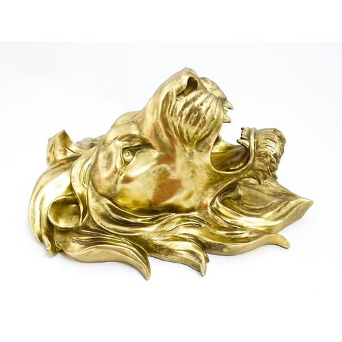 1516 - An early 21stC gilt wall hanging lion head. Approx. 19