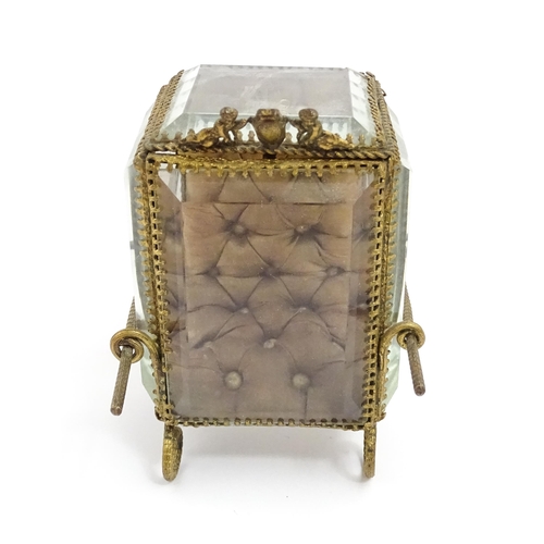 1442 - A late 19th / early 20thC table top bijouterie case / jewellery box / casket / pocket watch holder o... 