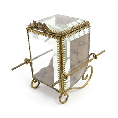 1442 - A late 19th / early 20thC table top bijouterie case / jewellery box / casket / pocket watch holder o... 