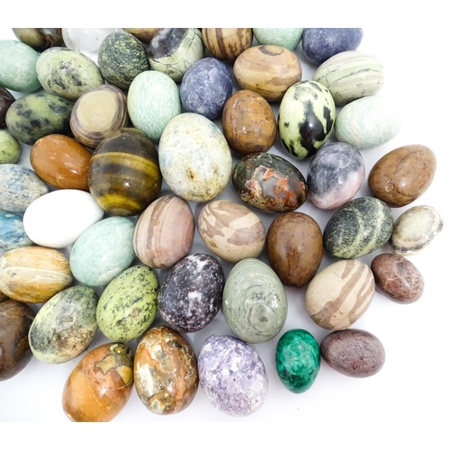 1458 - Natural History / Geology Interest: A quantity of assorted polished hardstone specimen eggs, example... 