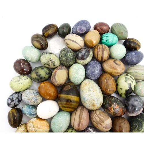 1458 - Natural History / Geology Interest: A quantity of assorted polished hardstone specimen eggs, example... 