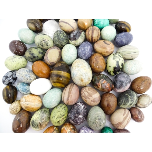 1458 - Natural History / Geology Interest: A quantity of assorted polished hardstone specimen eggs, example... 